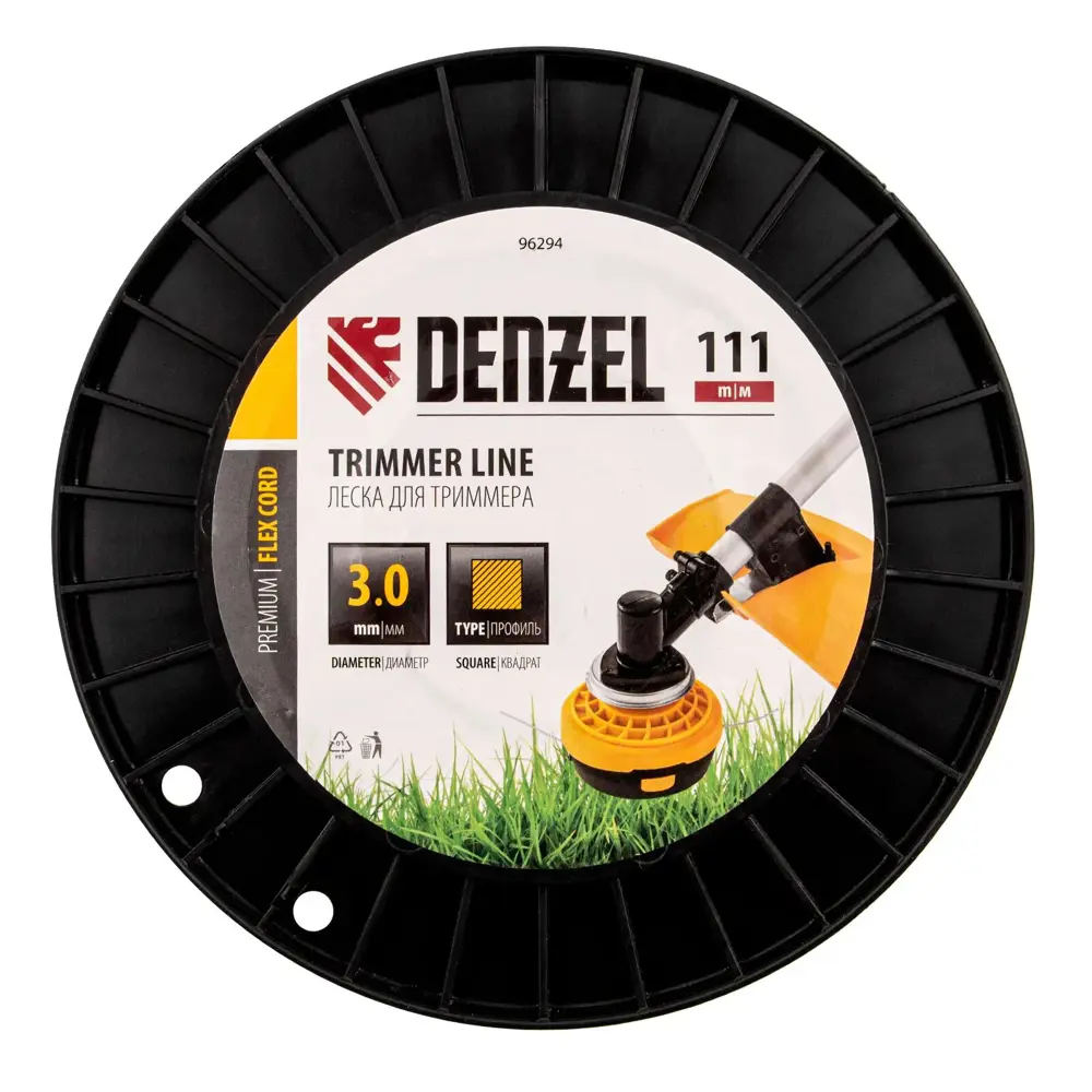 Фото 3 Леска для триммера Denzel квадрат 3 мм х 111м на Din катушке Flex Cord Фото 3 Леска для триммера Denzel квадрат 3 мм х 111м на Din катушке Flex Cord