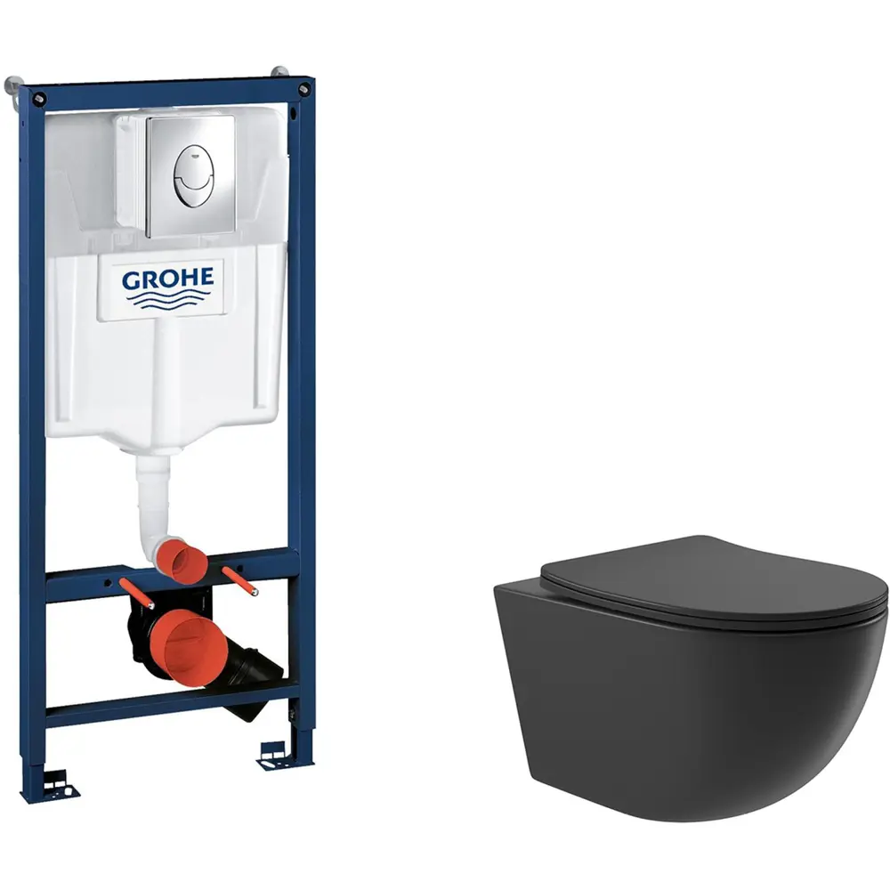 Фото 7 Инсталляция GROHE Rapid SL с клавишей смыва Skate Air (3 реж) 3-в-1 (113 м)(38721001) и унитаз 525*360 Soft-Close черный матовый овал Фото 7 Инсталляция GROHE Rapid SL с клавишей смыва Skate Air (3 реж) 3-в-1 (113 м)(38721001) и унитаз 525*360 Soft-Close черный матовый овал