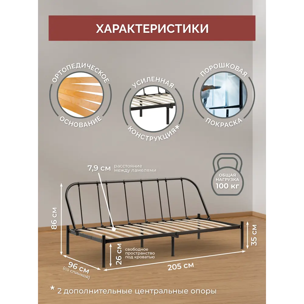 Фото Кровать Квадрат Морфей 90 x 30 x 90 см металл цвет черый Фото Кровать Квадрат Морфей 90 x 30 x 90 см металл цвет черый