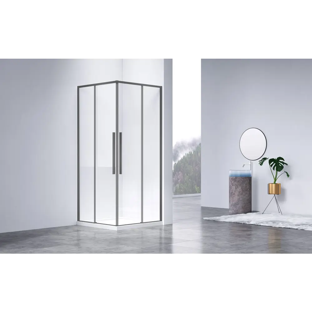 Фото 5 Душевой уголок Vincea Slim-N VSS-4SN8010CLGM прямоугольный 100x80см антрацит профиль эффект стекла прозрачное закаленное стекло Фото 5 Душевой уголок Vincea Slim-N VSS-4SN8010CLGM прямоугольный 100x80см антрацит профиль эффект стекла прозрачное закаленное стекло