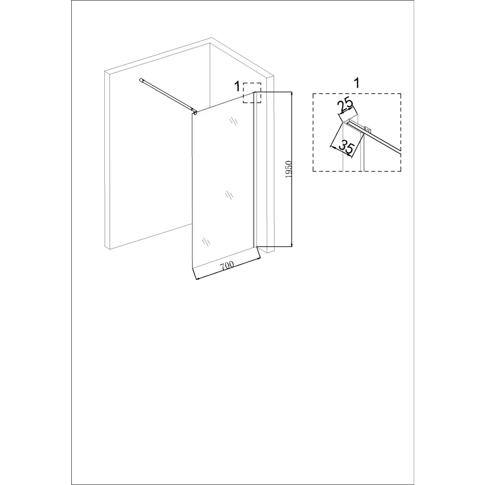 Фото 2 Душевая перегородка Niagara NG-683-70BLACK 70x195см черный профиль