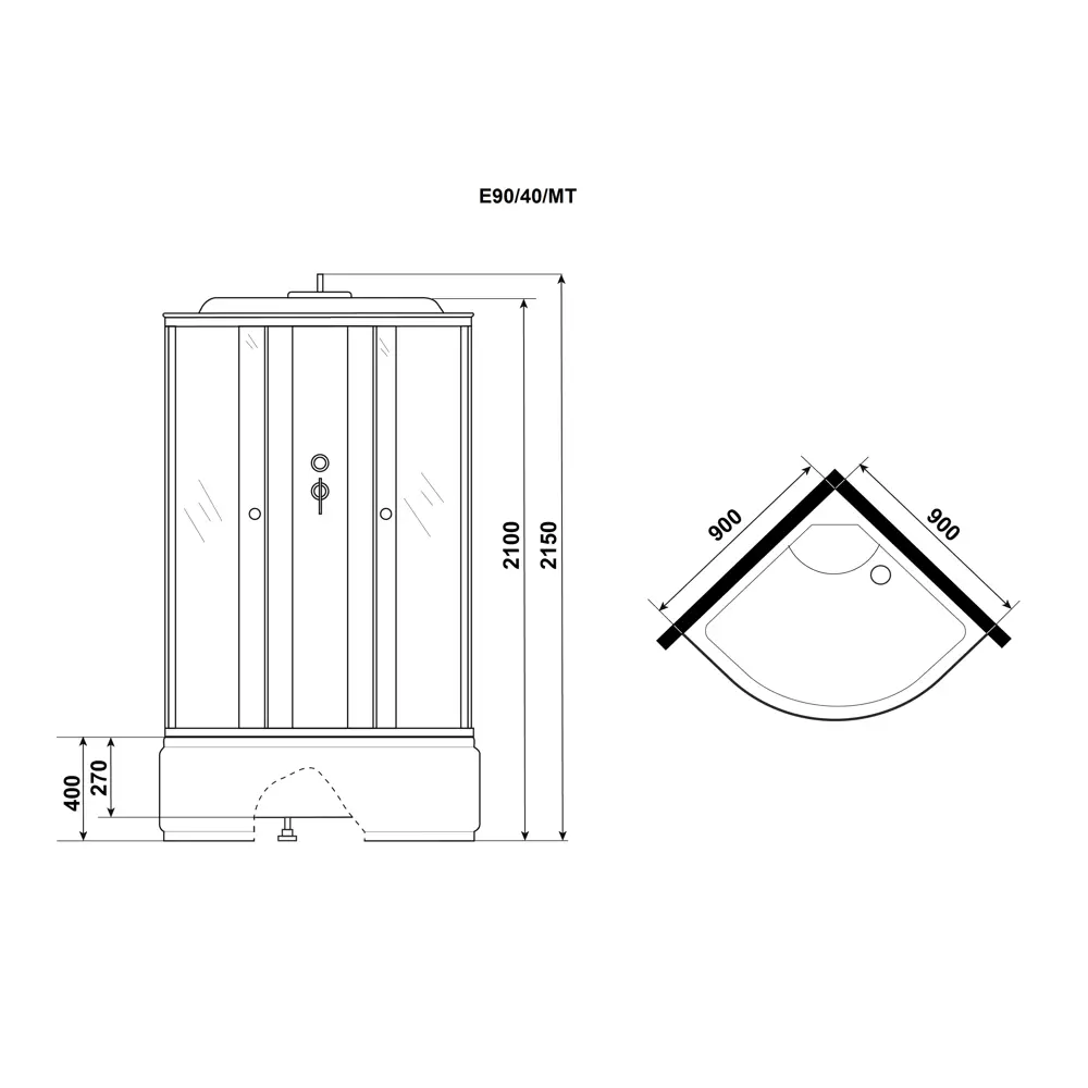 Фото 12 Душевая кабина Niagara Eco E90/40/MT/BK высокий поддон 90x90см Фото 12 Душевая кабина Niagara Eco E90/40/MT/BK высокий поддон 90x90см