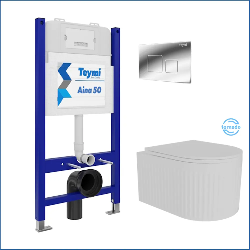 Фото 5 Комплект Teymi F14552 5 в 1 инсталляция с унитазом унитаз подвесной безободковый торнадо Martta Vortex кнопка хром Фото 5 Комплект Teymi F14552 5 в 1 инсталляция с унитазом унитаз подвесной безободковый торнадо Martta Vortex кнопка хром