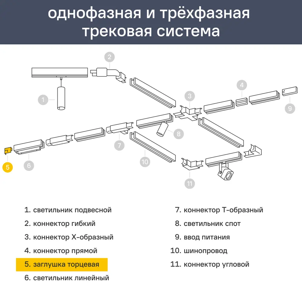 Фото 2 Заглушка Arte Lamp к профилю для натяжного потолка однофазного цвет серый Фото 2 Заглушка Arte Lamp к профилю для натяжного потолка однофазного цвет серый