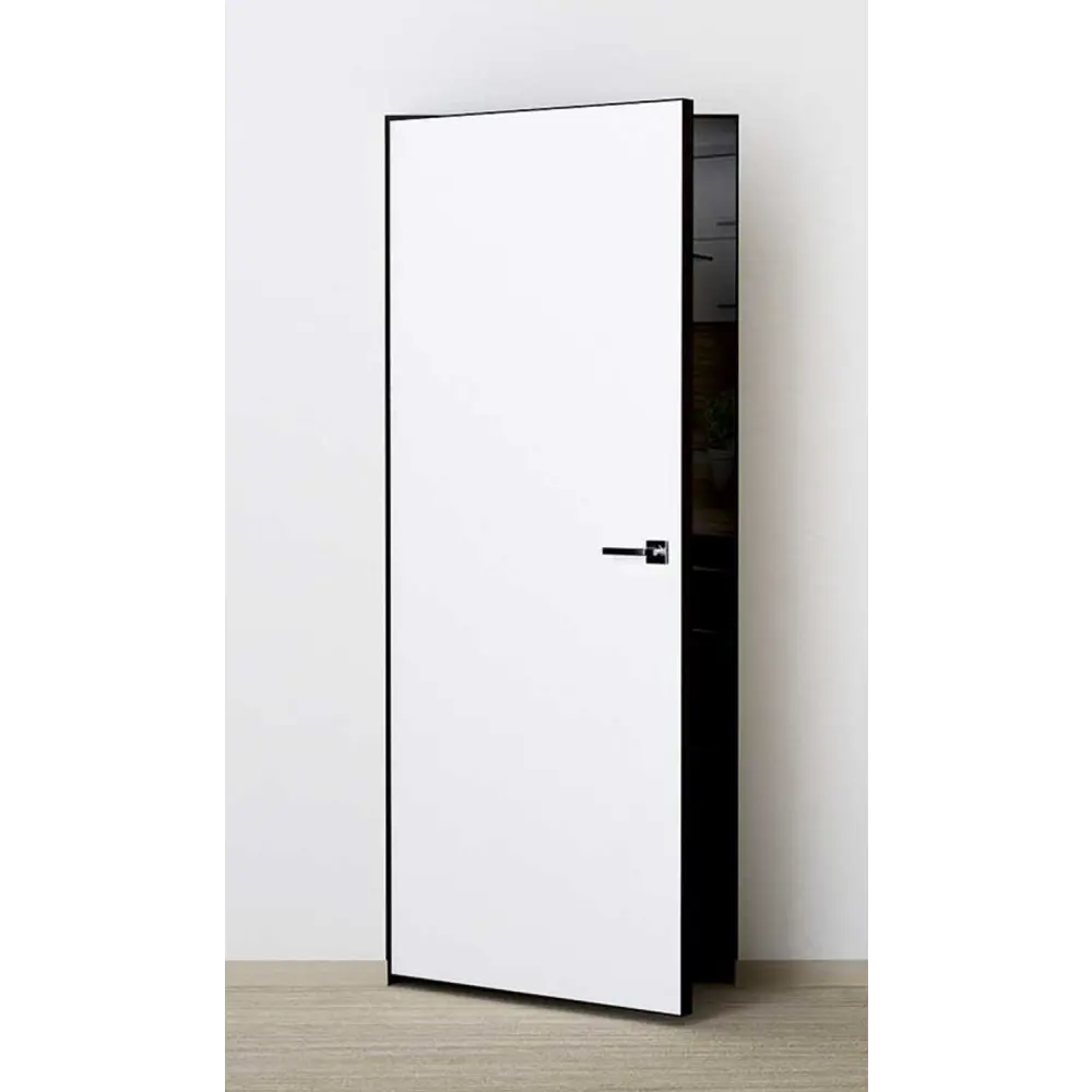 Фото Дверь скрытая CityDoors Secret глухая 60x200см грунтовка левое наружное открывание цвет короба черный с замком и петлями Фото Дверь скрытая CityDoors Secret глухая 60x200см грунтовка левое наружное открывание цвет короба черный с замком и петлями