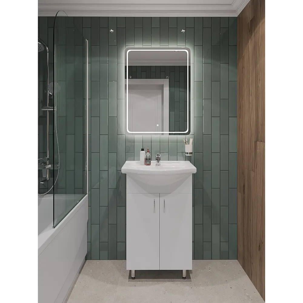 Фото 4 Тумба с раковиной для ванной Agger AGRRo-60TUW+RA напольная цвет белый