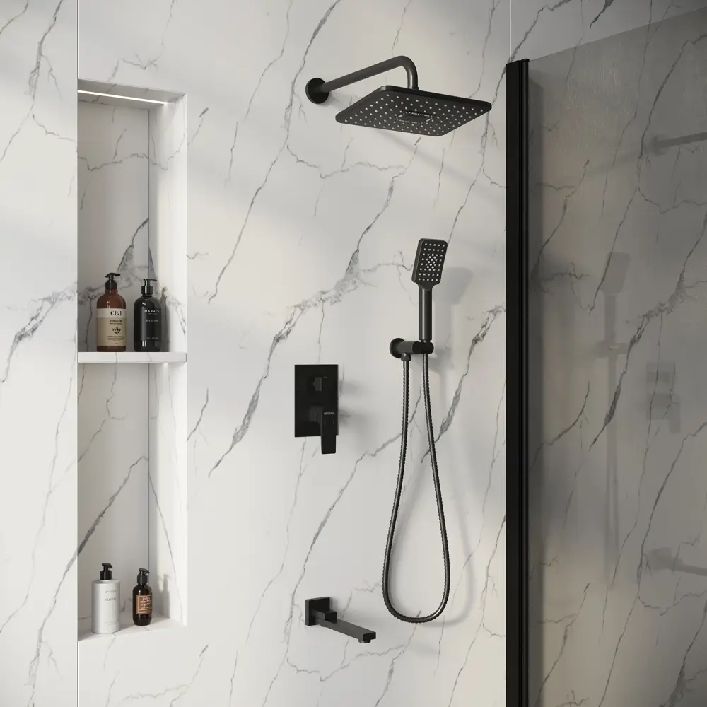 Фото 2 Душевая система Grossman Classic 501.K35.04.210 скрытого монтажа цвет черный матовый