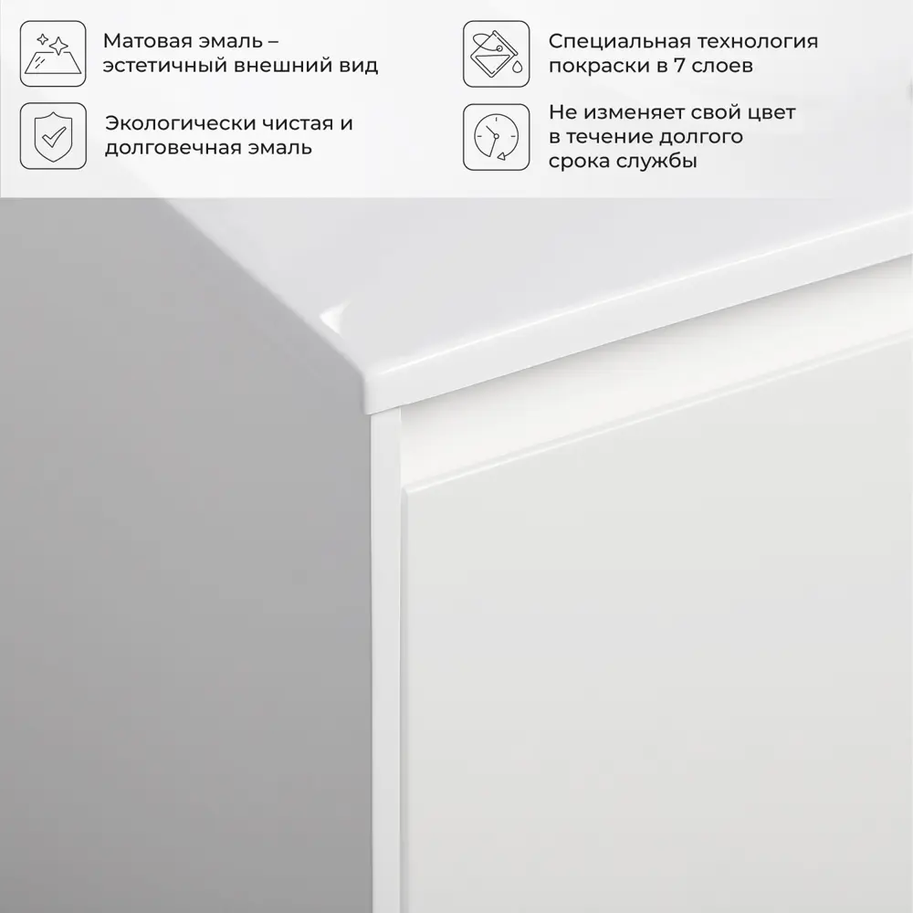 Фото 4 Тумба с раковиной Итана Slim 4657810334342 подвесная 80.40см цвет эмаль белый матовый Фото 4 Тумба с раковиной Итана Slim 4657810334342 подвесная 80.40см цвет эмаль белый матовый
