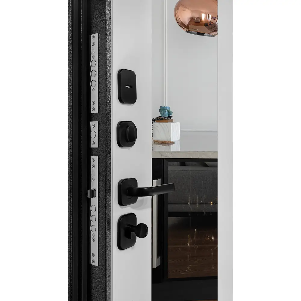 Фото 9 Входная дверь Дверной континент Спарта Б Стандарт правый 205x86см цвет антик серебристый/белый матовый с зеркалом