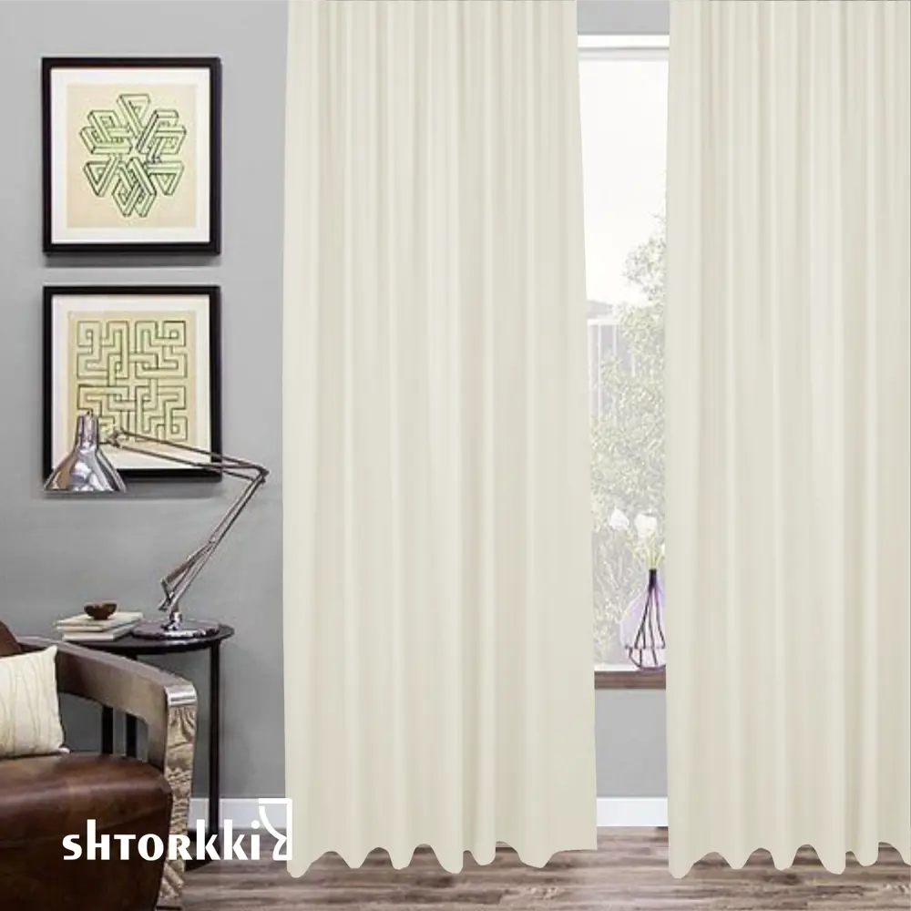 Фото 3 Комплект штор на шторной ленте Shtorkki Блэкаут Ivory 160x254 см цвет слоновая кость Фото 3 Комплект штор на шторной ленте Shtorkki Блэкаут Ivory 160x254 см цвет слоновая кость