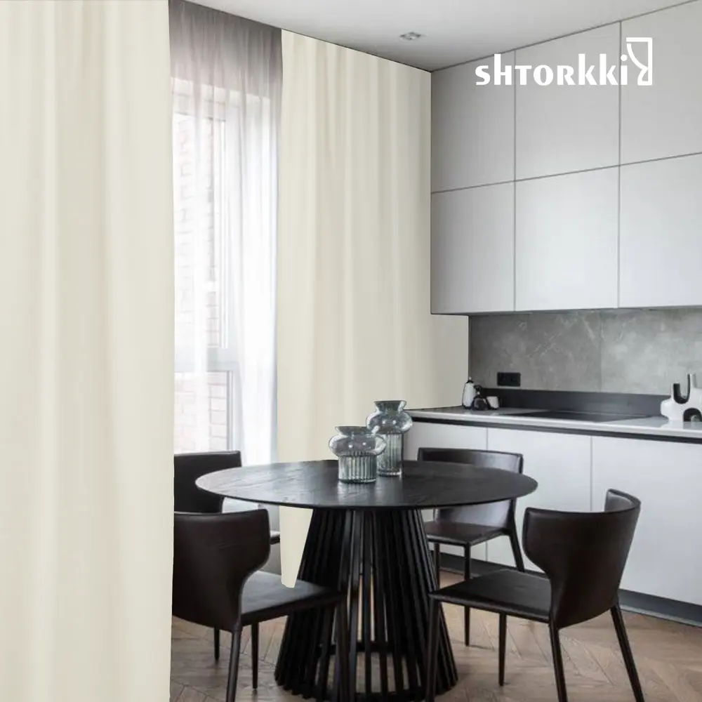 Фото 6 Комплект штор на шторной ленте Shtorkki Блэкаут Ivory 160x268 см цвет слоновая кость Фото 6 Комплект штор на шторной ленте Shtorkki Блэкаут Ivory 160x268 см цвет слоновая кость