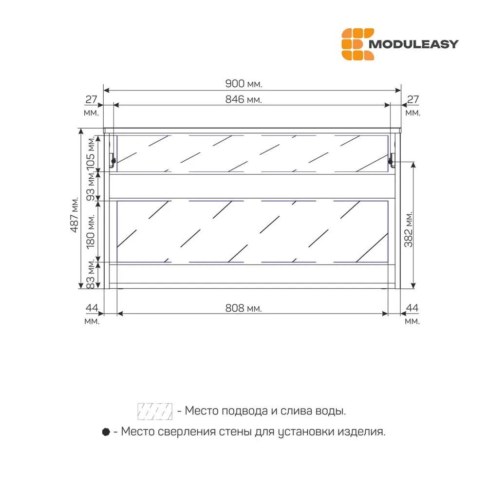 Фото 5 Тумба под раковину Moduleasy Loon 90x48.7x50П 2я монолит айсберг/эмаль белая Фото 5 Тумба под раковину Moduleasy Loon 90x48.7x50П 2я монолит айсберг/эмаль белая