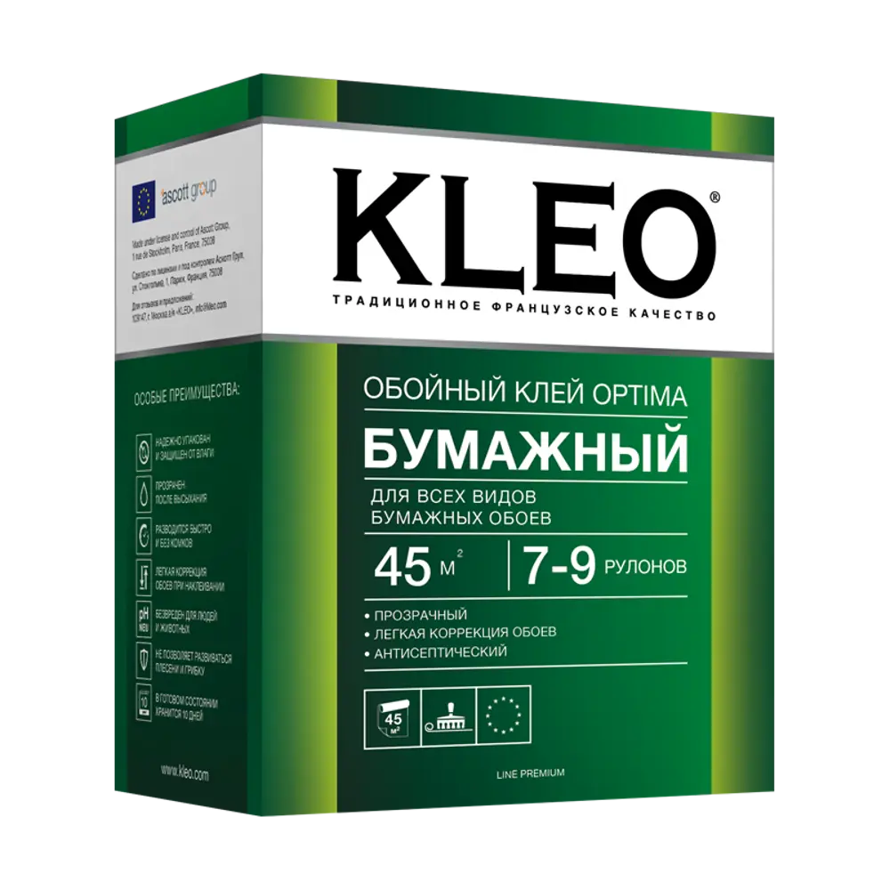 Фото Клей для бумажных обоев Kleo 45 м² Фото Клей для бумажных обоев Kleo 45 м²