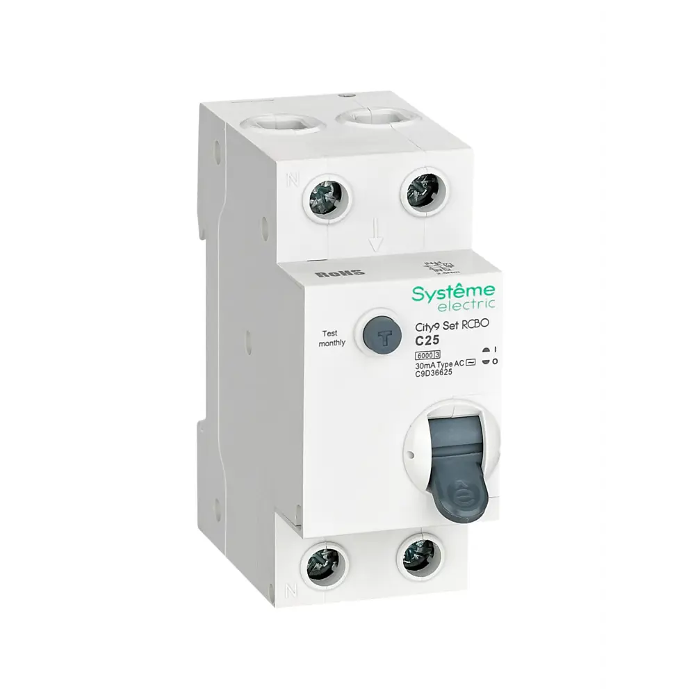 Фото Дифференциальный автомат Systeme Electric City9 Set C9D36625 1P N С25 А 30мА 6кА AC Фото Дифференциальный автомат Systeme Electric City9 Set C9D36625 1P N С25 А 30мА 6кА AC
