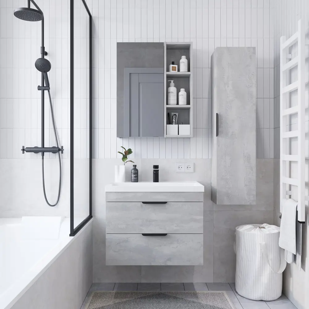 Фото 9 Тумба с раковиной подвесная Итана Alta 70 699x448x560 раковина Clarissa 70 бетонный камень Фото 9 Тумба с раковиной подвесная Итана Alta 70 699x448x560 раковина Clarissa 70 бетонный камень