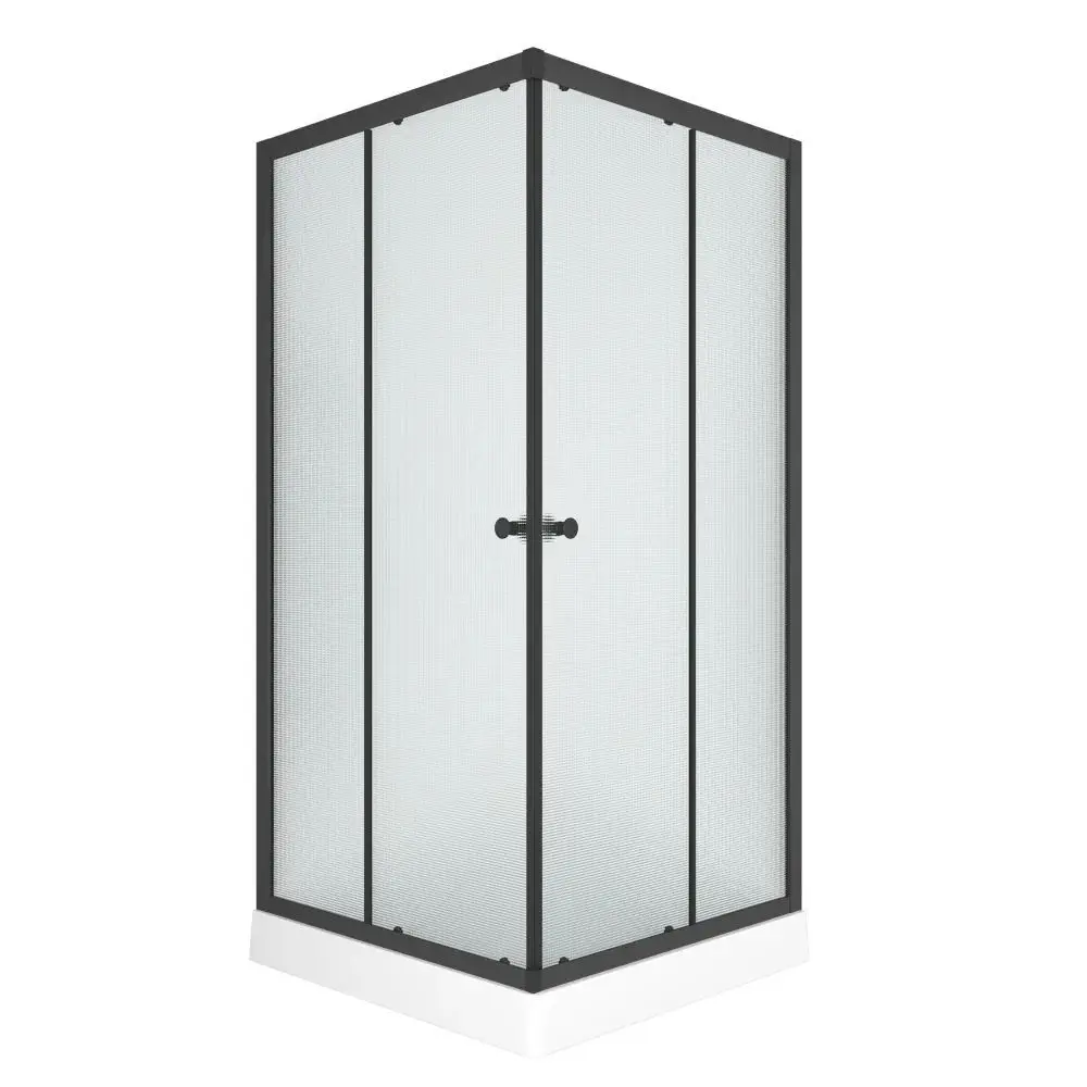 Фото Душевой уголок Bauedge Stil Hit Black TY0039 с поддоном 100x100x195, прозрачное закаленное стекло, черный профиль Фото Душевой уголок Bauedge Stil Hit Black TY0039 с поддоном 100x100x195, прозрачное закаленное стекло, черный профиль