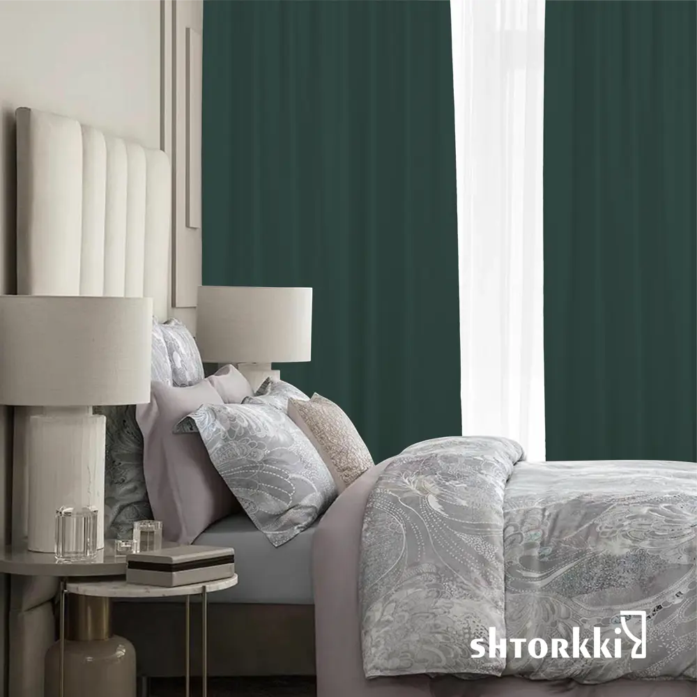 Фото 9 Комплект штор на шторной ленте Shtorkki Блэкаут 200x262 см цвет темно-зеленый Фото 9 Комплект штор на шторной ленте Shtorkki Блэкаут 200x262 см цвет темно-зеленый