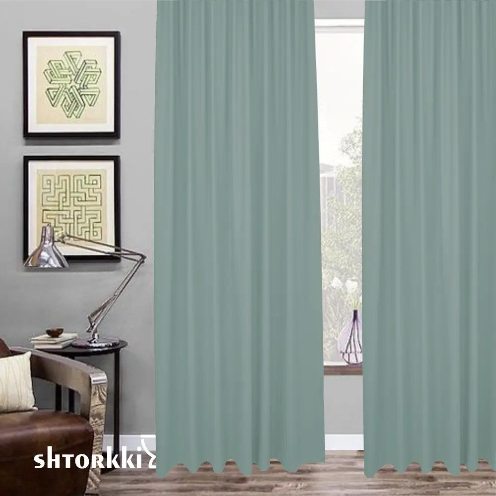 Фото 3 Комплект штор на шторной ленте Shtorkki Блэкаут Turchese 200x315 см цвет мятный Фото 3 Комплект штор на шторной ленте Shtorkki Блэкаут Turchese 200x315 см цвет мятный