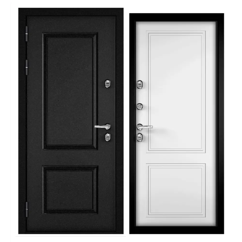 Фото Входная дверь Buldoors Buldoors Termo левый 205x86см цвет букле черный штамп/белый матовый Фото Входная дверь Buldoors Buldoors Termo левый 205x86см цвет букле черный штамп/белый матовый