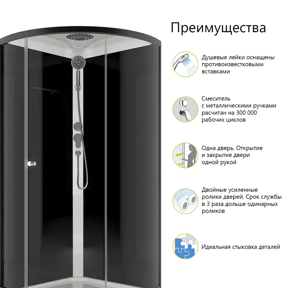 Фото 8 Душевая кабина Domani-Spa Simple низкий поддон 90x90 см цвет черный Фото 8 Душевая кабина Domani-Spa Simple низкий поддон 90x90 см цвет черный