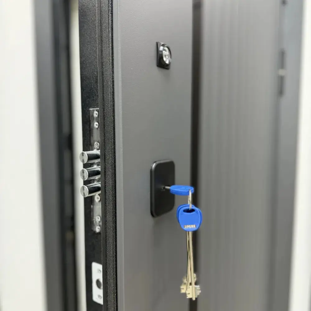 Фото 5 Входная дверь Buldoors 90 РP левый 205x96см цвет букле черный/белый матовый с зеркалом Фото 5 Входная дверь Buldoors 90 РP левый 205x96см цвет букле черный/белый матовый с зеркалом