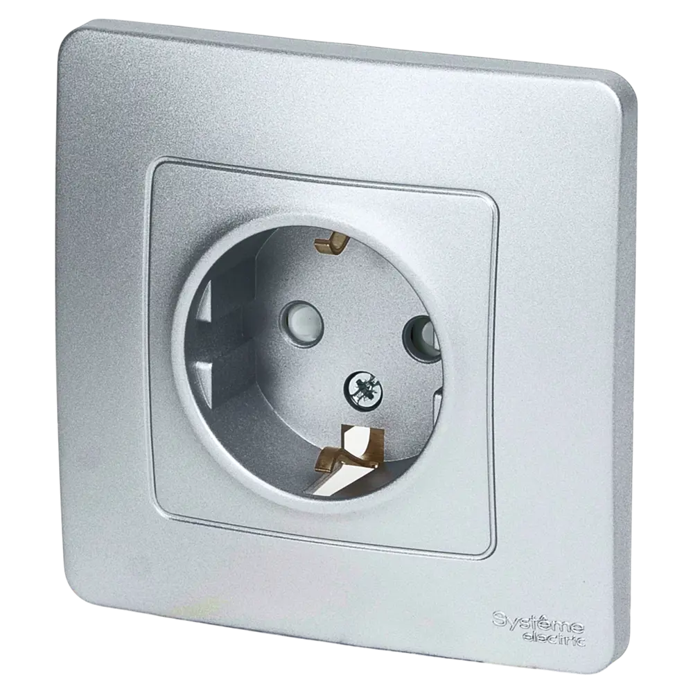 Фото 2 Розетка встраиваемая Systeme Electric Blanca 16 А с заземлением цвет алюминий Фото 2 Розетка встраиваемая Systeme Electric Blanca 16 А с заземлением цвет алюминий