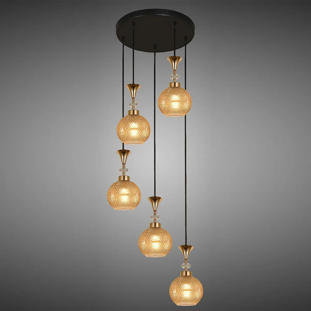 Фото 3 Светильник подвесной Reluce amber Rlc_02001-0.9-05_amber 5 ламп 30 м² цвет золото/коричневый/черный Фото 3 Светильник подвесной Reluce amber Rlc_02001-0.9-05_amber 5 ламп 30 м² цвет золото/коричневый/черный