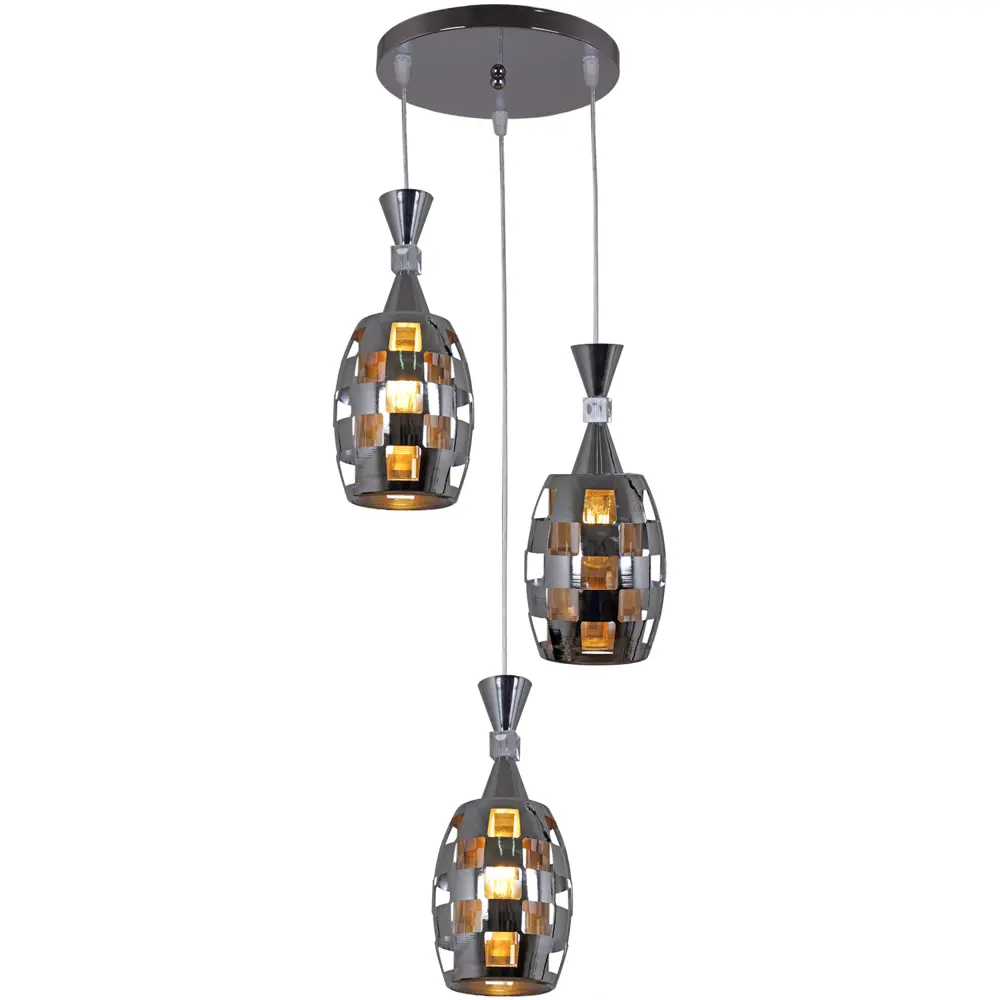 Фото 2 Светильник подвесной Reluce ch Rlc_04132-0.9-03_ch 3 лампы 18 м² цвет хром/коричневый Фото 2 Светильник подвесной Reluce ch Rlc_04132-0.9-03_ch 3 лампы 18 м² цвет хром/коричневый