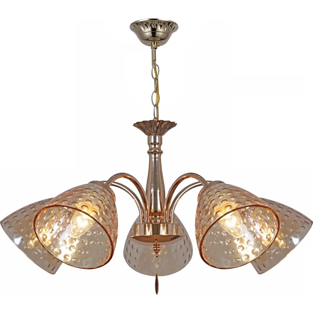 Фото 2 Люстра подвесная Reluce Rlc_07106-0.4-05 5 ламп 30 м² цвет золото/коричневый Фото 2 Люстра подвесная Reluce Rlc_07106-0.4-05 5 ламп 30 м² цвет золото/коричневый