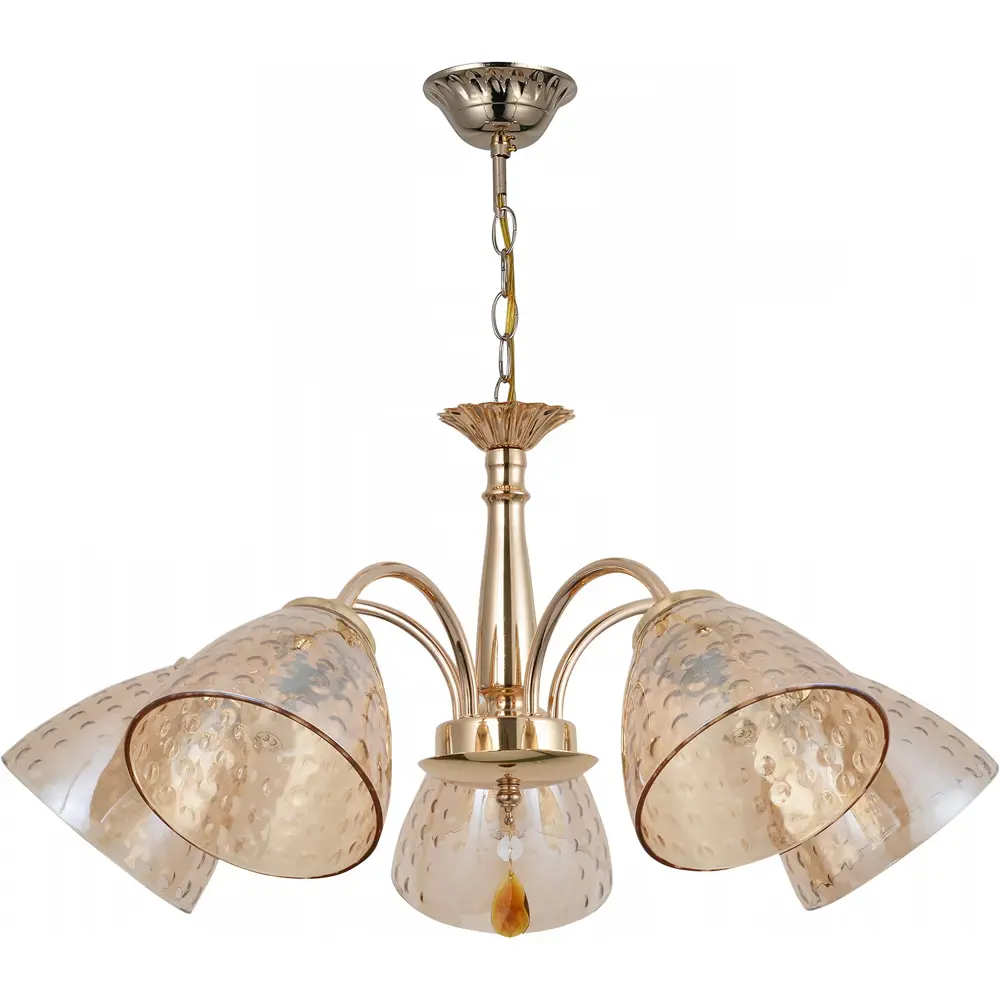 Фото 4 Люстра подвесная Reluce Rlc_07106-0.4-05 5 ламп 30 м² цвет золото/коричневый Фото 4 Люстра подвесная Reluce Rlc_07106-0.4-05 5 ламп 30 м² цвет золото/коричневый