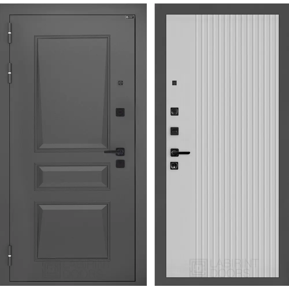 Фото Входная дверь Labirintdoors Орлеан П29 левый 205x96см цвет муар серый 7024 матовый/белый софт рельеф Фото Входная дверь Labirintdoors Орлеан П29 левый 205x96см цвет муар серый 7024 матовый/белый софт рельеф