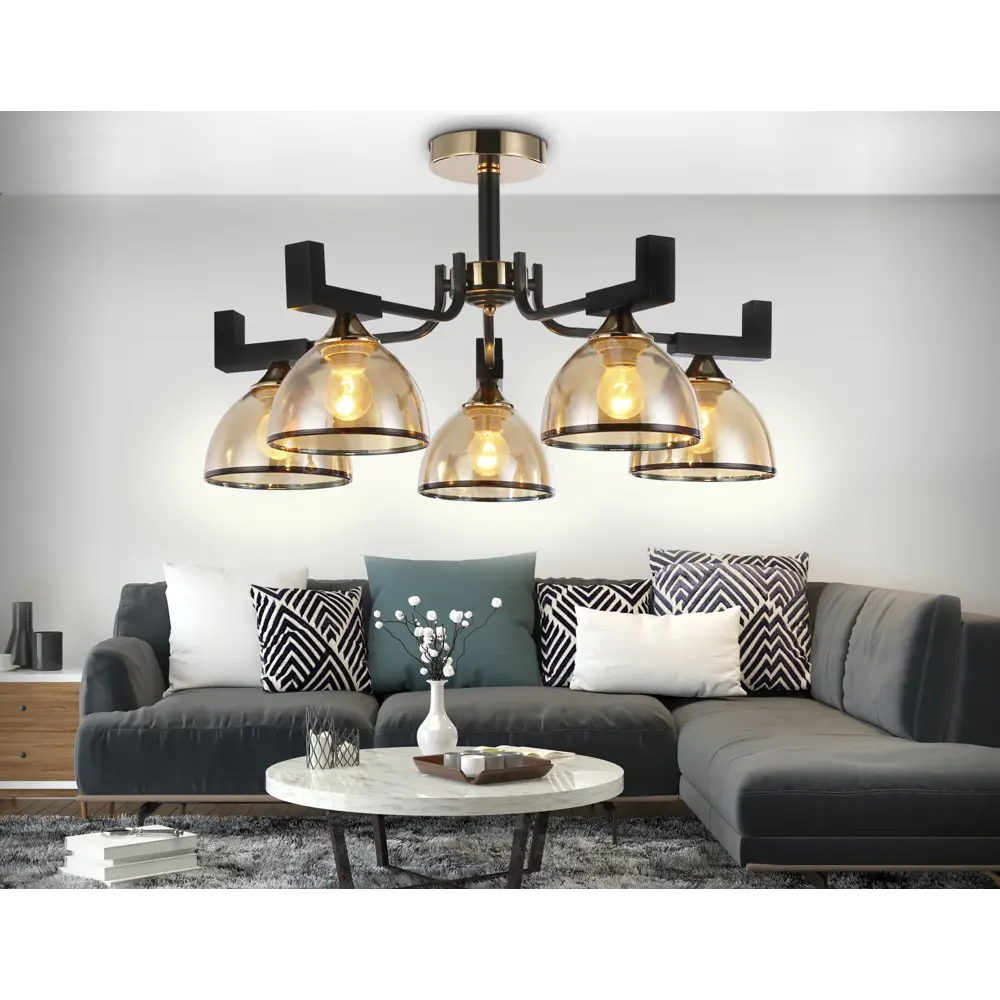 Фото 4 Люстра на штанге Ambrella Light Traditional Ambr_tr9099 5 ламп 12 м² цвет черный Фото 4 Люстра на штанге Ambrella Light Traditional Ambr_tr9099 5 ламп 12 м² цвет черный