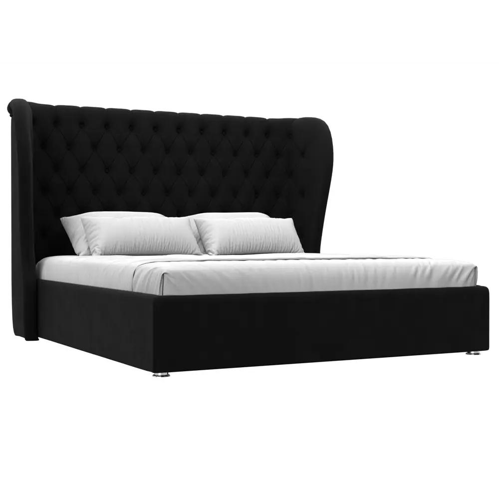 Фото 2 Кровать Далия 180 Лига диванов 108312 210x140x210 см микровельвет цвет черный Фото 2 Кровать Далия 180 Лига диванов 108312 210x140x210 см микровельвет цвет черный