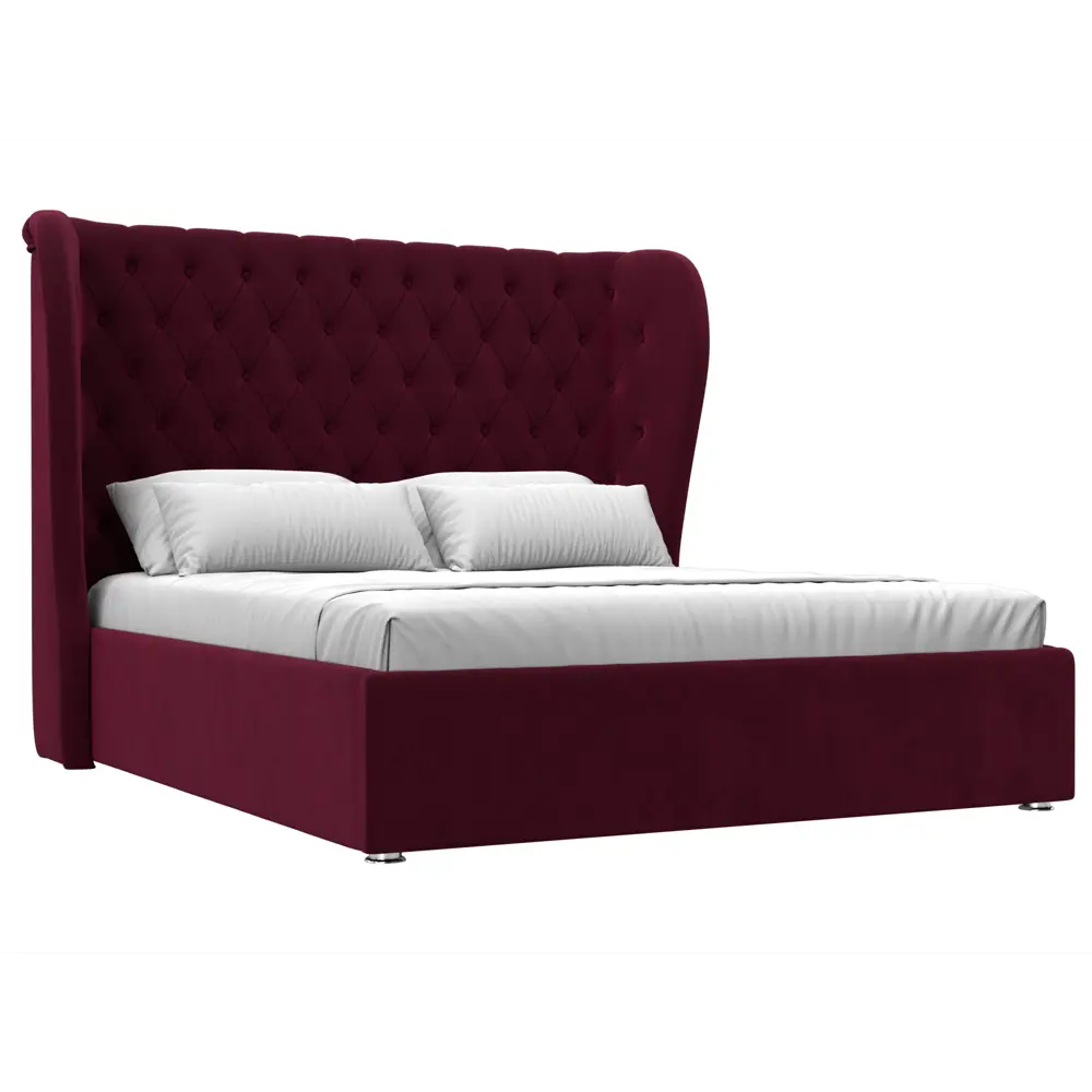 Фото 2 Кровать Далия 160 Лига диванов 114118 190x140x210 см микровельвет цвет бордовый Фото 2 Кровать Далия 160 Лига диванов 114118 190x140x210 см микровельвет цвет бордовый