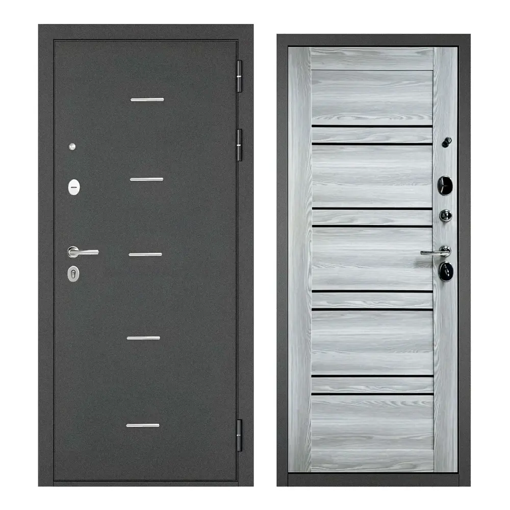 Фото Входная дверь Buldoors 90 MP П-28 правый 205x96см цвет букле графит/ясень ривьера айс Фото Входная дверь Buldoors 90 MP П-28 правый 205x96см цвет букле графит/ясень ривьера айс