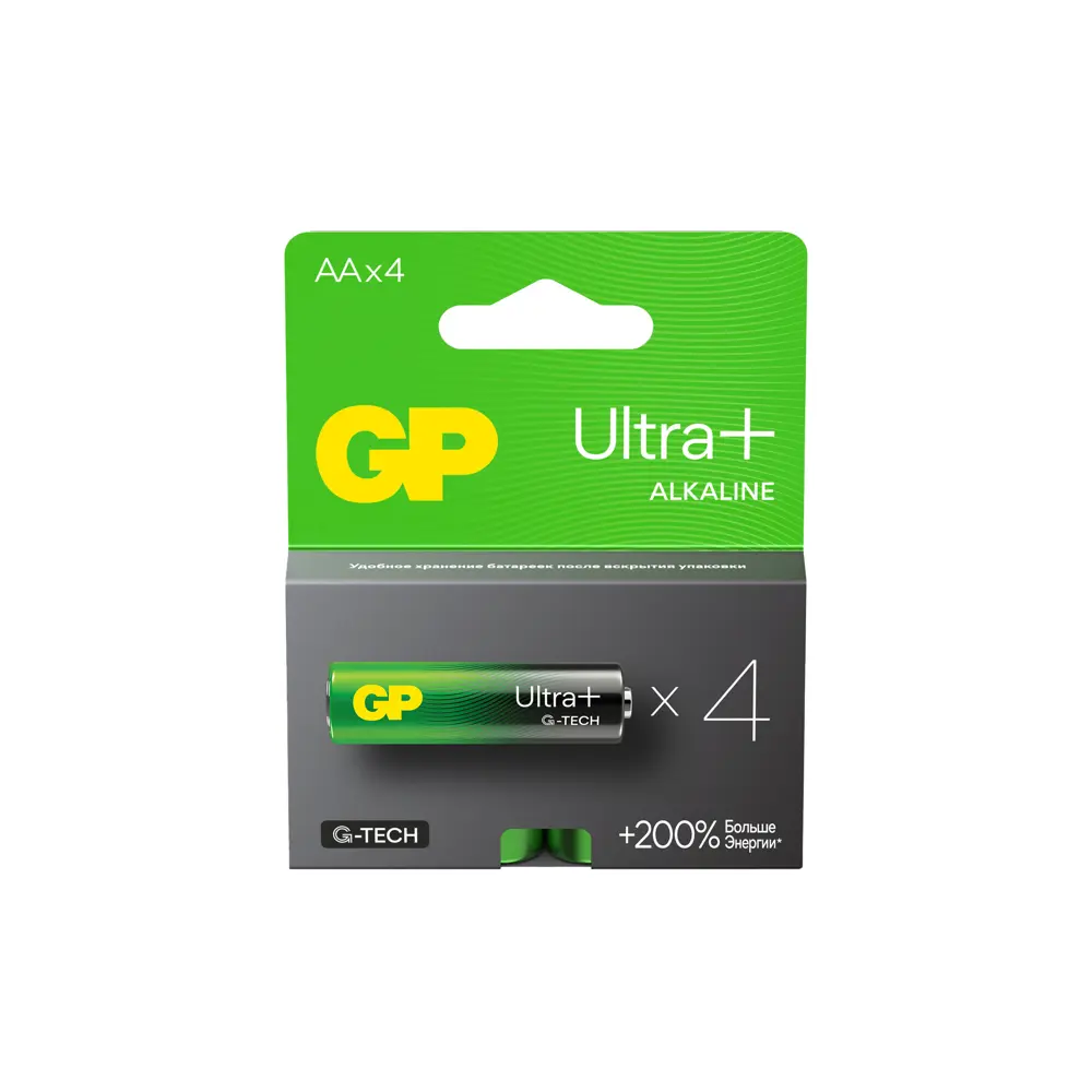 Фото 11 Батарейка GP G-Tech Ultra Plus алкалиновая LR6 AA 4 шт.