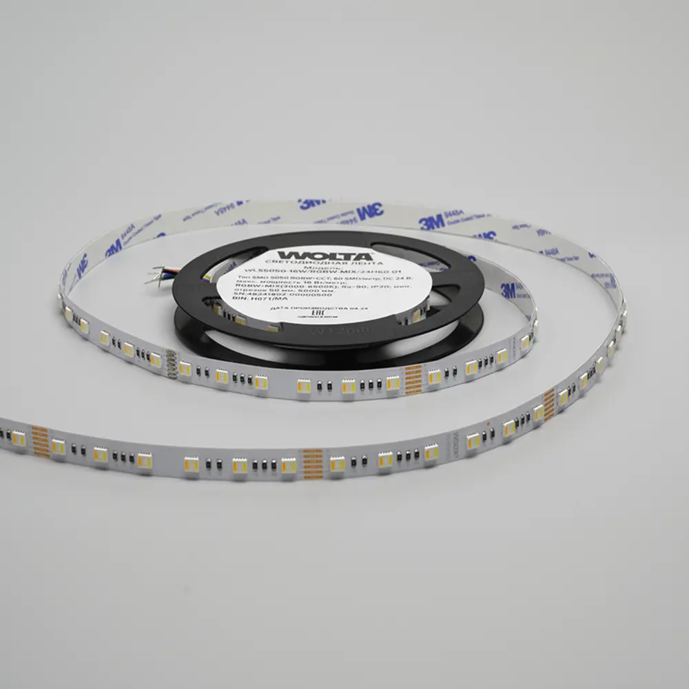 Фото Светодиодная лента Wolta Wls5050-16w 60 диод/м 16 Вт/м 24 В 1.2 см IP20 5 м изменение цвета RGB свет Фото Светодиодная лента Wolta Wls5050-16w 60 диод/м 16 Вт/м 24 В 1.2 см IP20 5 м изменение цвета RGB свет