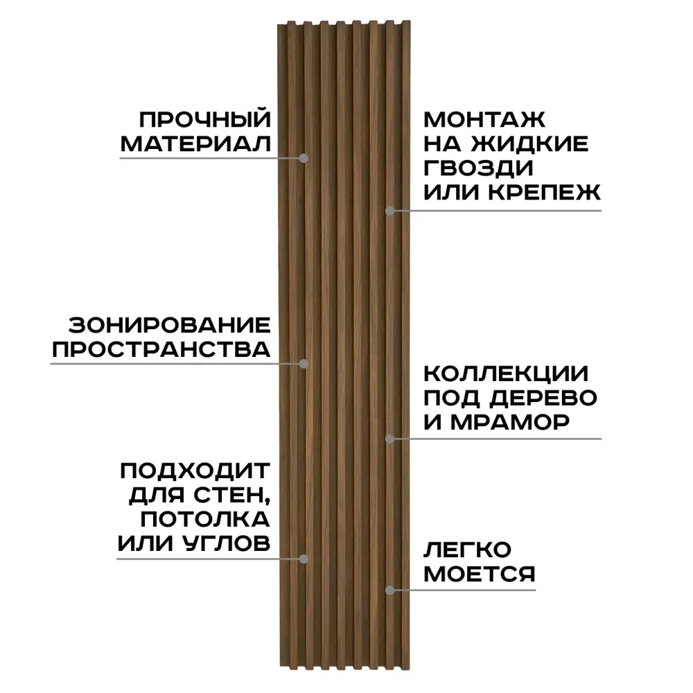 Фото 2 Реечная панель Lako decor 1000x160x23мм цвет орех светлый 6шт Фото 2 Реечная панель Lako decor 1000x160x23мм цвет орех светлый 6шт