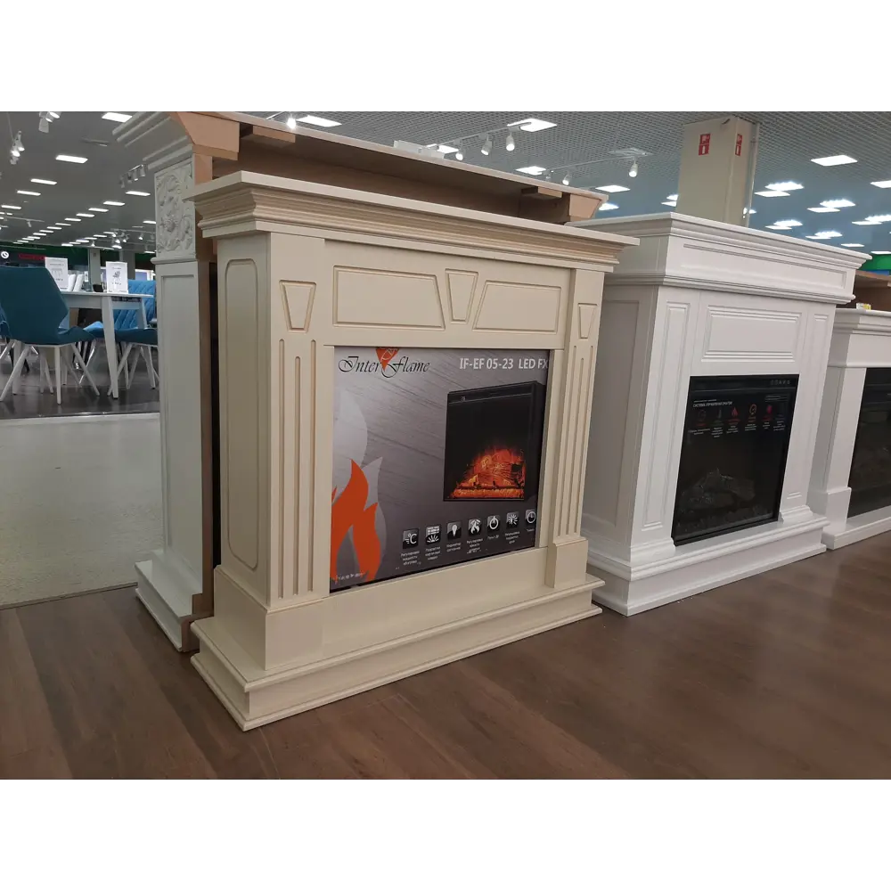 Фото 3 Каминокомплект Inter Flame Берта с очагом Foton if-ef05-23 led fx 1700Вт бежевый с золотой патиной Фото 3 Каминокомплект Inter Flame Берта с очагом Foton if-ef05-23 led fx 1700Вт бежевый с золотой патиной