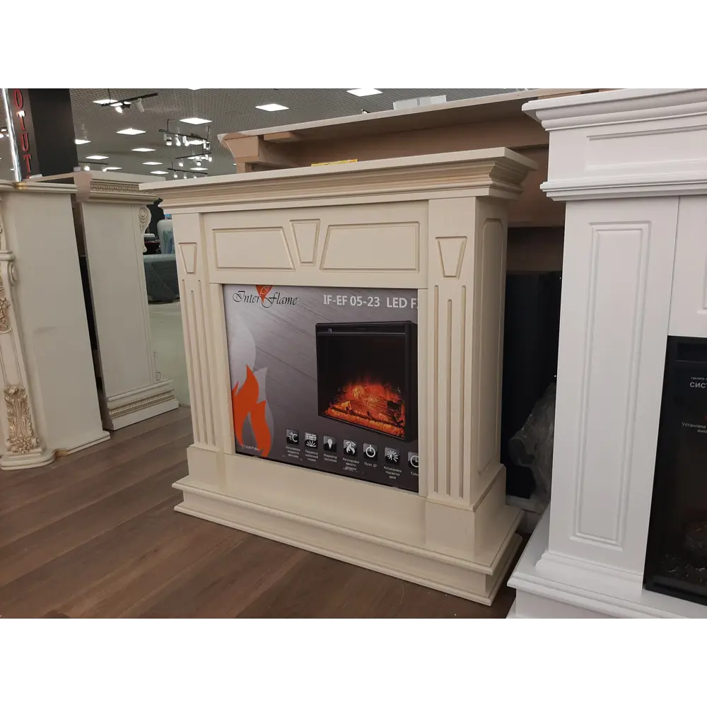 Фото 4 Каминокомплект Inter Flame Берта с очагом Foton if-ef05-23 led fx 1700Вт бежевый с золотой патиной Фото 4 Каминокомплект Inter Flame Берта с очагом Foton if-ef05-23 led fx 1700Вт бежевый с золотой патиной