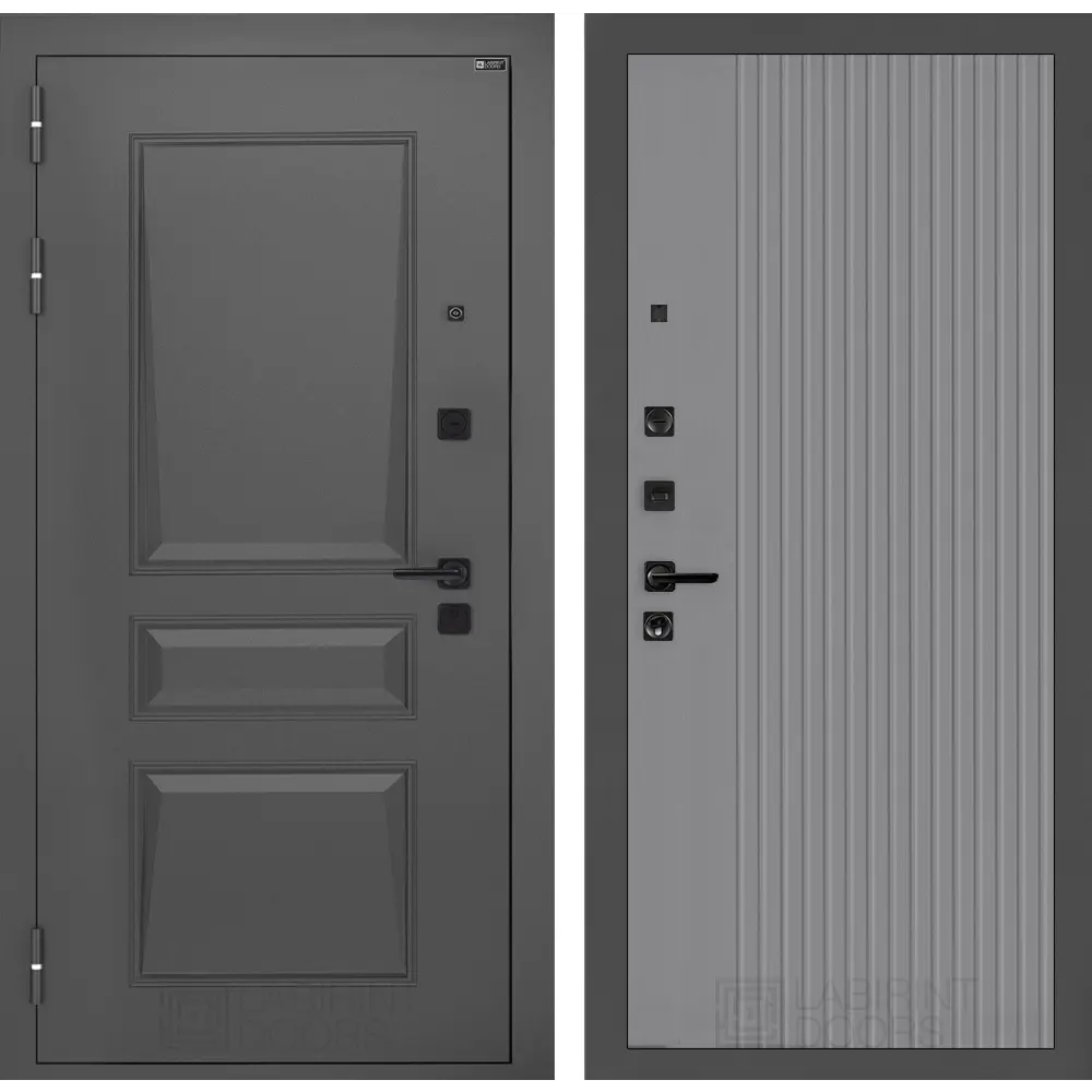 Фото Входная дверь Labirintdoors Орлеан П29 левый 205x96см цвет муар серый 7024 матовый/серый софт рельеф Фото Входная дверь Labirintdoors Орлеан П29 левый 205x96см цвет муар серый 7024 матовый/серый софт рельеф