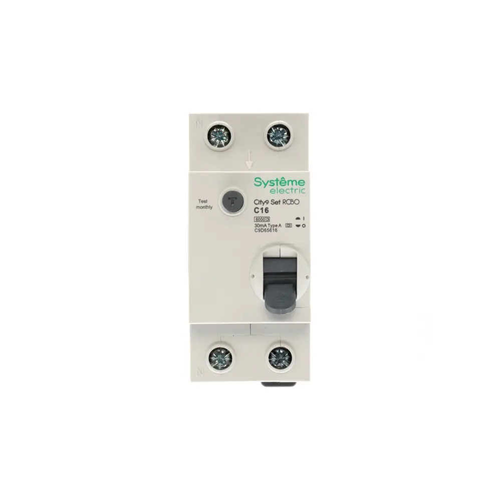 Фото 2 Дифференциальный автомат Systeme Electric City9 Set C9D65616 1P N С16 А 30мА 6кА A Фото 2 Дифференциальный автомат Systeme Electric City9 Set C9D65616 1P N С16 А 30мА 6кА A