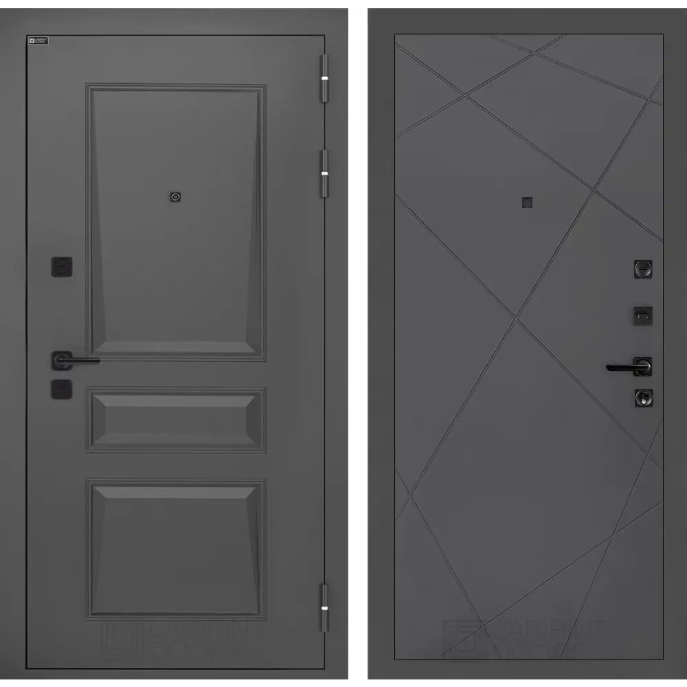 Фото Входная дверь Labirintdoors Орлеан П24 правый 205x88см цвет муар серый 7024 матовый/графит софт Фото Входная дверь Labirintdoors Орлеан П24 правый 205x88см цвет муар серый 7024 матовый/графит софт