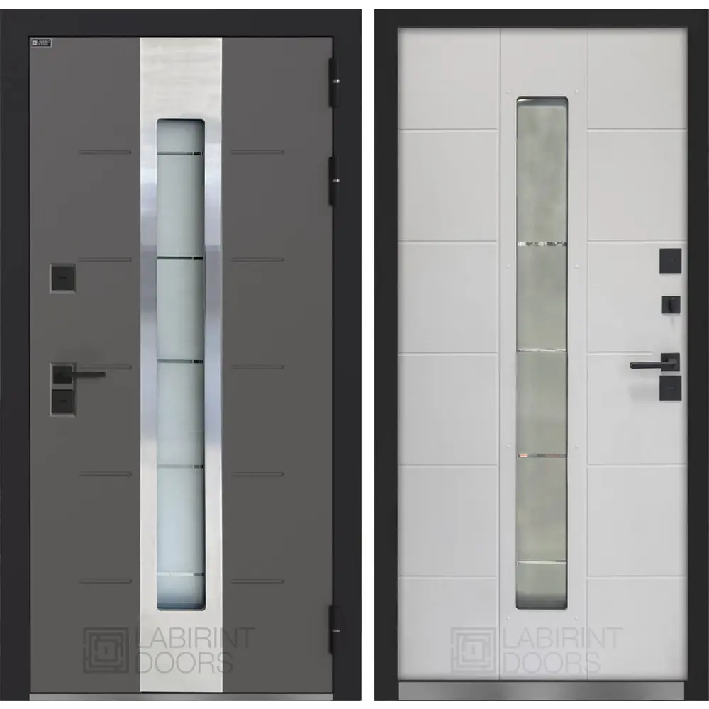 Фото Входная дверь Labirintdoors Тундра плюс правый 205x88см цвет графит шелк/белый софт Фото Входная дверь Labirintdoors Тундра плюс правый 205x88см цвет графит шелк/белый софт