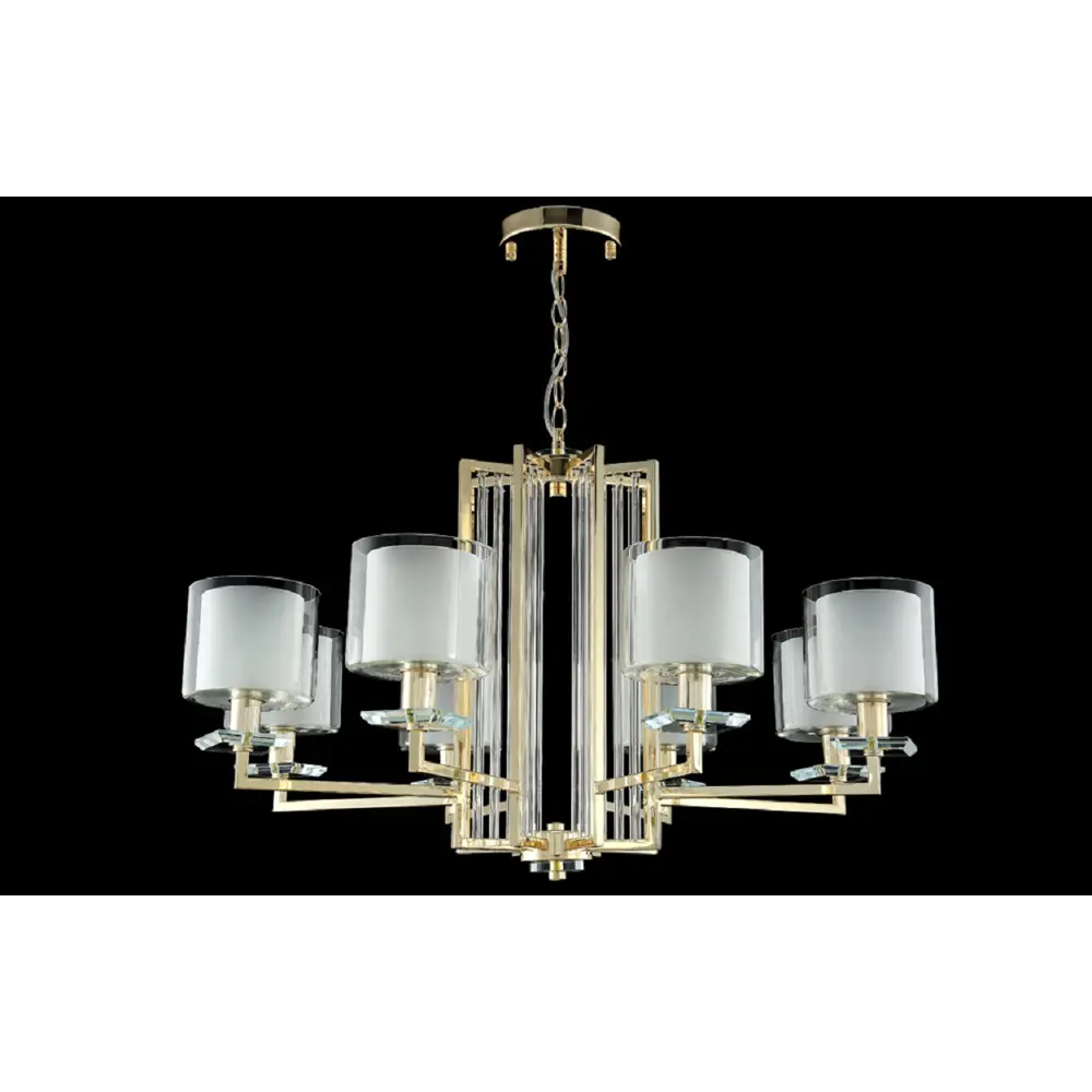 Фото 4 Люстра подвесная Crystal Lux Nicolas sp-pl8 gold-white 8 ламп 19 м² цвет золото/прозрачный Фото 4 Люстра подвесная Crystal Lux Nicolas sp-pl8 gold-white 8 ламп 19 м² цвет золото/прозрачный