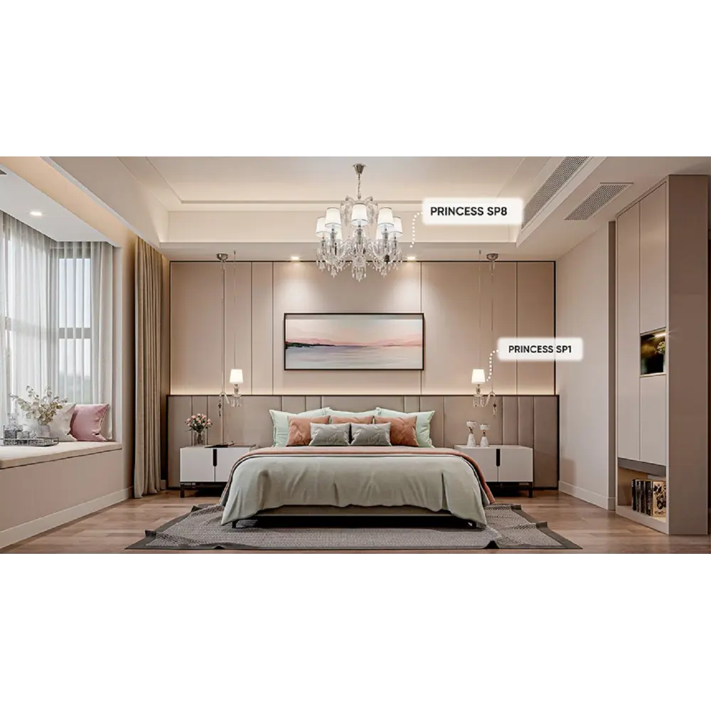 Фото 6 Светильник подвесной Crystal Lux Princess sp1 1 лампа 2 м² цвет хром Фото 6 Светильник подвесной Crystal Lux Princess sp1 1 лампа 2 м² цвет хром