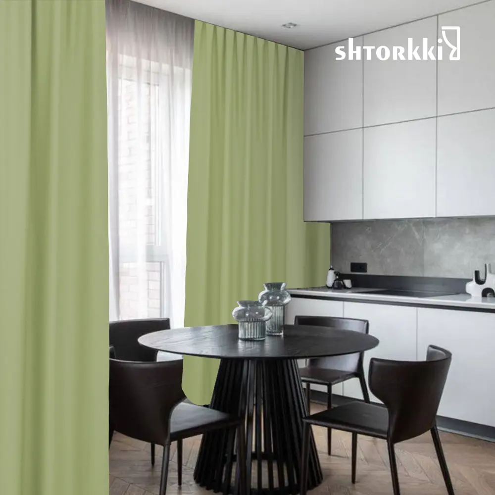 Фото 6 Комплект штор Shtorkki рогожка Green 100x260 см 2 шт