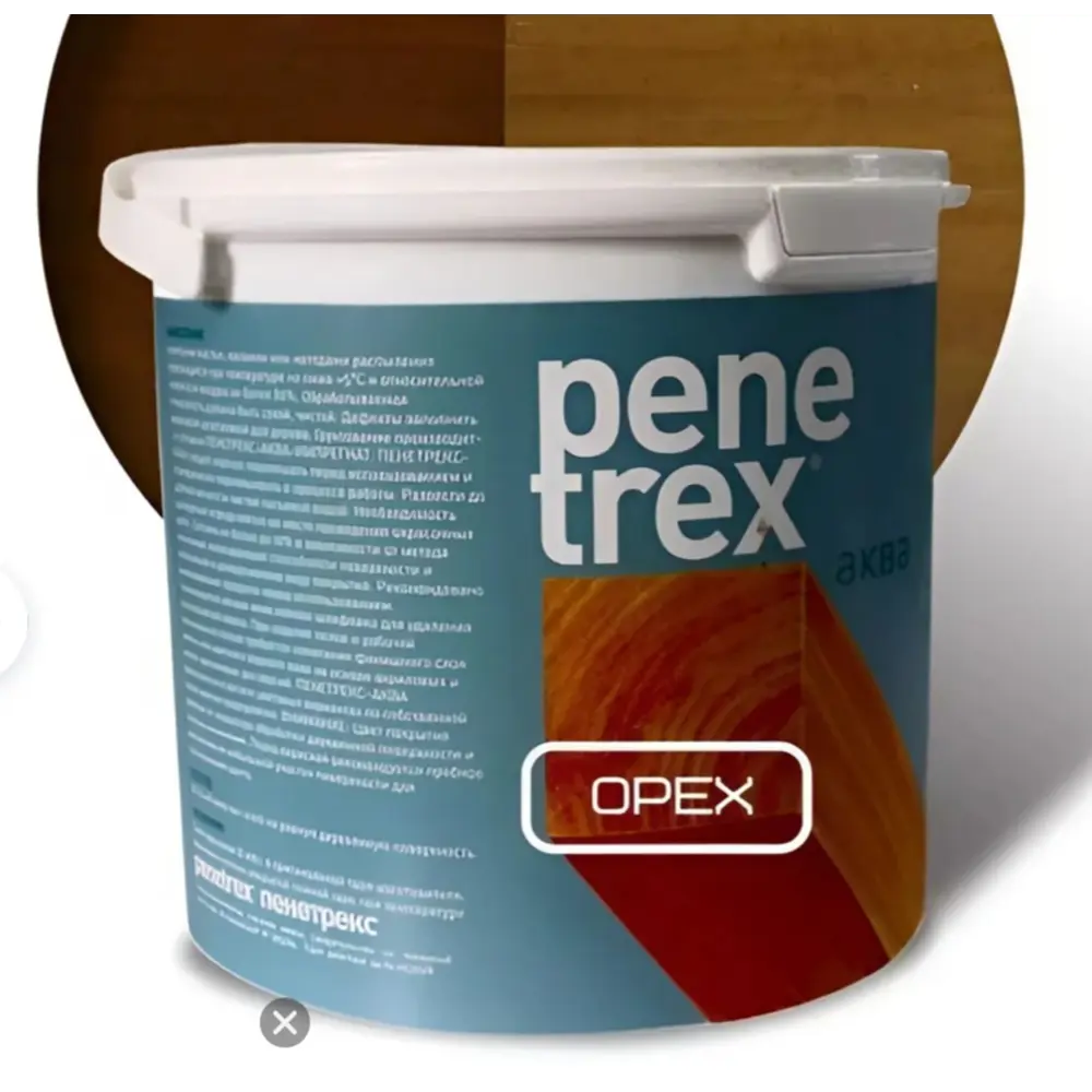Фото Защитно-декоративный антисептик по дереву Penetrex Аква без запаха быстросохнущая полуглянцевая цвет орех 2.3л