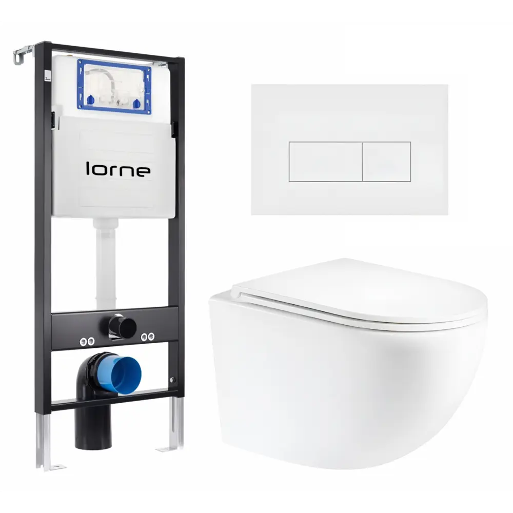 Фото 2 Комплект 3 в 1 инсталляция Lorne Profi LN7002500 630131 с унитазом подвесным Enio Unico EN3103895, кнопка белая матовая Rectangle Фото 2 Комплект 3 в 1 инсталляция Lorne Profi LN7002500 630131 с унитазом подвесным Enio Unico EN3103895, кнопка белая матовая Rectangle