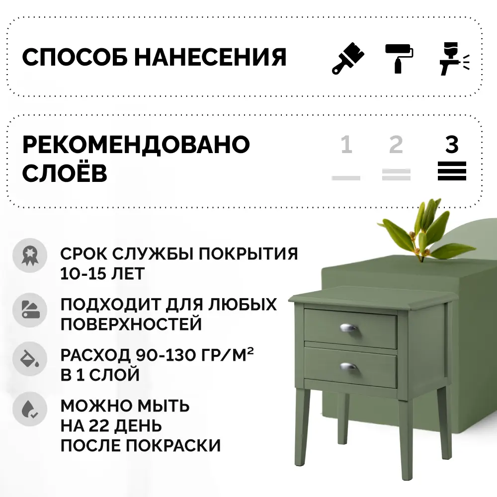 Фото 5 Краска для мебели и декора Aturi Design Mia меловой бархат матовая цвет фисташковый торт 830 гр Фото 5 Краска для мебели и декора Aturi Design Mia меловой бархат матовая цвет фисташковый торт 830 гр